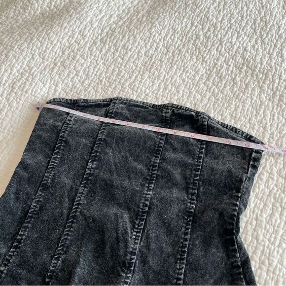✨ HYFVE Women’s Black Strapless Pleated Denim Mini Dress Medium - Picture 8 of 9